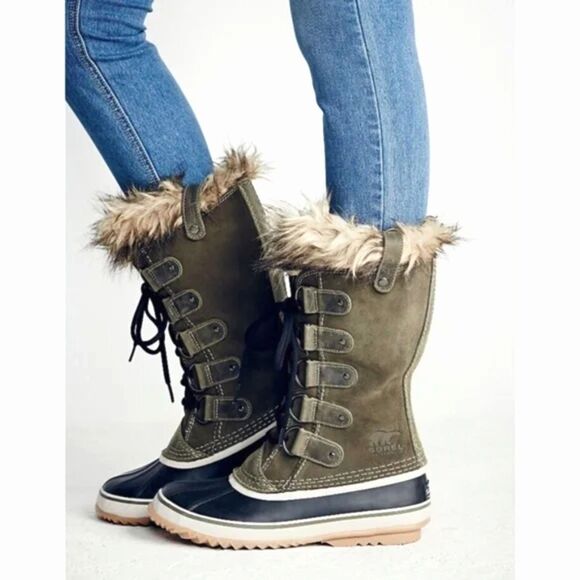 Sorel Joan of Arctic Nori Green Dark Stone Waterproof Boots 7 - Picture 1 of 8